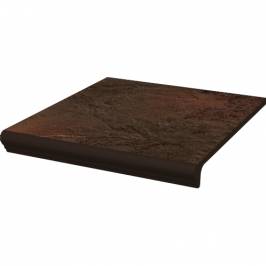 Клинкерная ступень с капиносом простая структурная Semir Brown 300х330х38 Paradyz