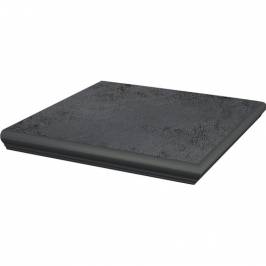 Клинкерная угловая ступень с капиносом структурная Semir Grafit 330х330х38 Paradyz