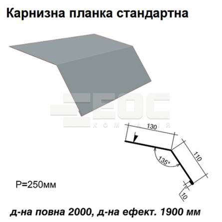 Карнизна планка стандартна RAL 7000 PE 0,45 мм