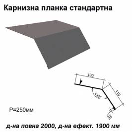 Карнизна планка стандартна RAL 7024 PE 0,5 мм