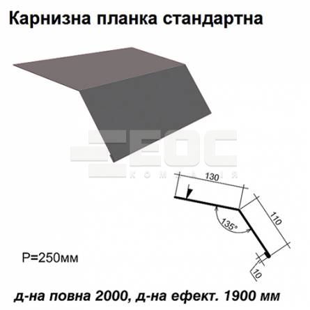 Карнизна планка стандартна RAL 7024 PE 0,5 мм