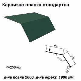 Карнизна планка стандартна RAL 011 PURMAT 0,5 мм