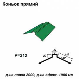 Коньок прямий RAL 6002 PE 0,5 мм