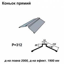 Конек прямой RAL 7000 PE 0,5 мм
