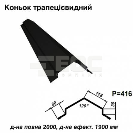 Коньок трапецієвидний RAL 9005 PE 0,45 мм