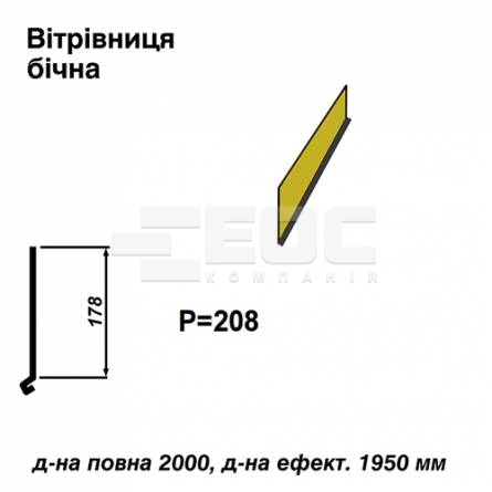 Вітрова планка бічна RAL 1021 PE 0,45 мм