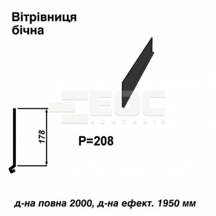 Вітрова планка бічна RAL 033 PURMAT 0,5 мм