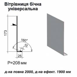 Ветровая планка боковая универсальная RAL 7000 PE 0,5 мм