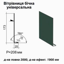 Ветровая планка боковая универсальная RAL 011 PURMAT 0,5 мм