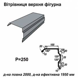 Вітрова планка фігурна RAL 7000 PE 0,5 мм