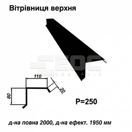 Вітрова планка верхня RAL 033 PEMA 0,45 мм