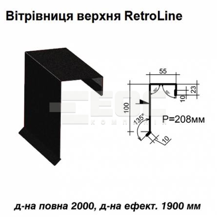 Вітрова планка верхня Retroline RAL 033 PEMA 0,5 мм