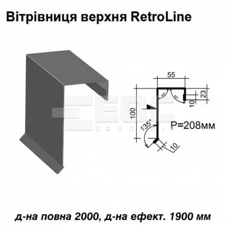 Вітрова планка верхня Retroline RAL 7024 PE 0,45 мм