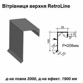 Вітрова планка верхня Retroline RAL 7024 PE 0,5 мм