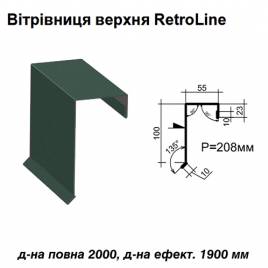 Вітрова планка верхня Retroline RAL 011 PURMAT 0,5 мм