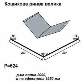 Ендова большая RAL 7000 PE 0,45 мм