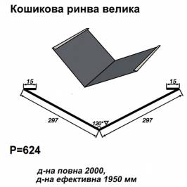 Ендова большая RAL 7024 PE 0,5 мм