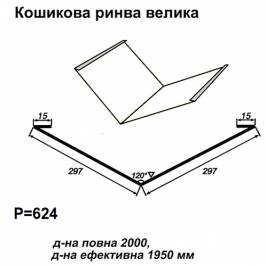 Ендова большая RAL 9003 PE 0,45 мм