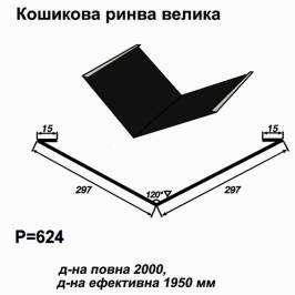 Ендова большая RAL 9005 PE 0,45 мм