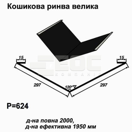 Кошикова ринва велика RAL 9005 PE 0,45 мм
