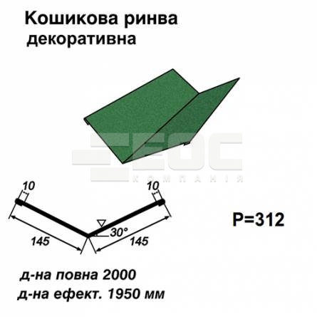 Кошикова ринва декоративна RAL 6005 PEMA 0,5 мм  