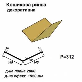 Кошикова ринва декоративна RAL 1002 PE 0,5 мм