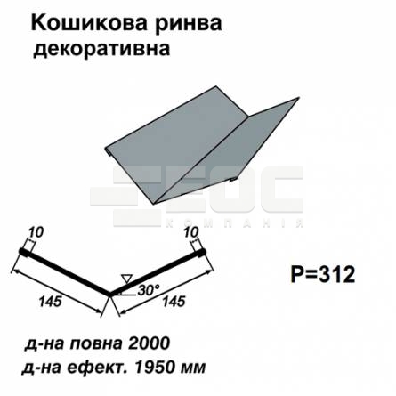 Кошикова ринва декоративна RAL 7000 PE 0,45 мм