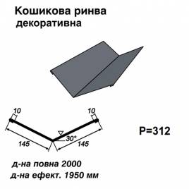 Кошикова ринва декоративна RAL 7024 PE 0,5 мм  