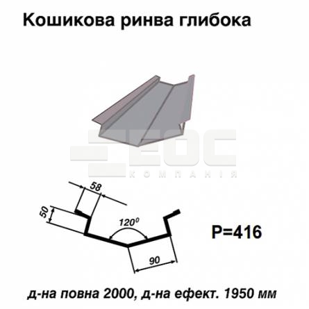 Ендова глубокая RAL 7000 PE 0,45 мм