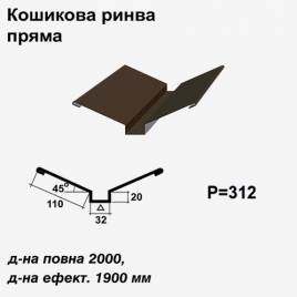 Кошикова ринва пряма RAL 032 PE 0,45 мм