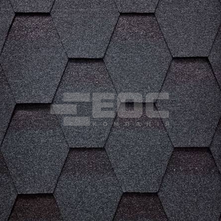 Бітумна черепиця Sim Shingle НЕХАGONAL темний графіт купити в Києві - EOS. Фото, ціна, продаж