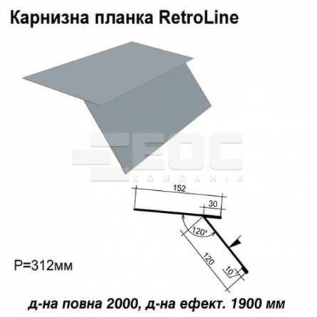 Карнизна планка Retroline RAL 7000 PE 0,45 мм