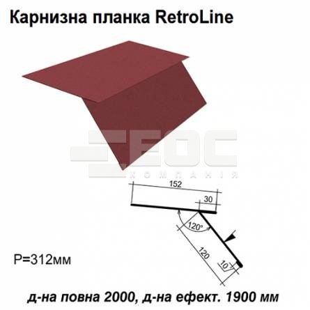 Карнизна планка Retroline RAL 028 PURMAT 0,5 мм