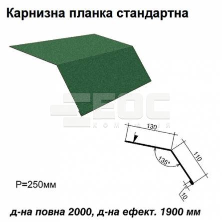 Карнизная планка стандартная RAL 6005 PEMA 0,45 мм