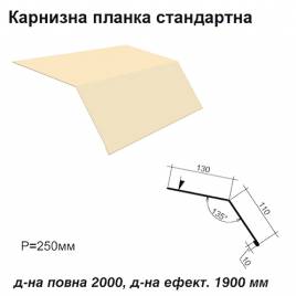 Карнизная планка стандартная RAL 1015 PE 0,45 мм