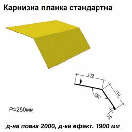 Карнизная планка стандартная RAL 1021 PE 0,5 мм