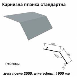 Карнизна планка стандартна RAL 7000 PE 0,5 мм