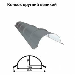 Коньок великий круглий RAL 7000 PE 0,45 мм