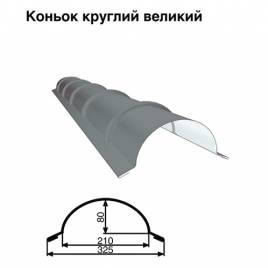 Коньок великий круглий RAL 7000 PE 0,45 мм