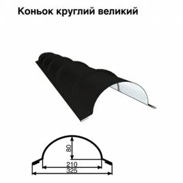 Коньок великий круглий RAL 9005 PE 0,45 мм