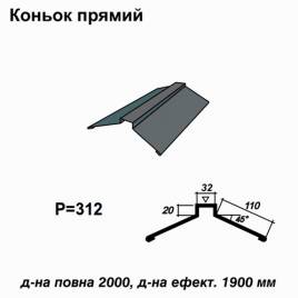 Конек прямой RAL 7024 PE 0,45 мм