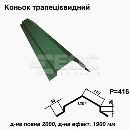Конек трапециевидный RAL 6005 PEMA 0,45 мм