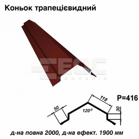 Коньок трапецієвидний RAL 3005 PE 0,5 мм