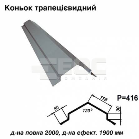 Конек трапециевидный RAL 7000 PE 0,45 мм