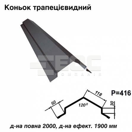 Коньок трапецієвидний RAL 7024 PE 0,45 мм