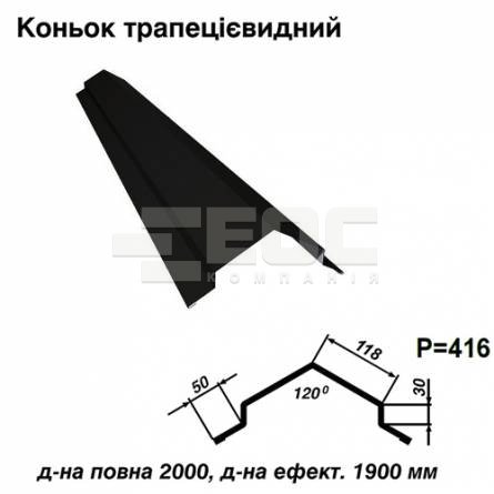 Коньок трапецієвидний RAL 9005 PE 0,5 мм