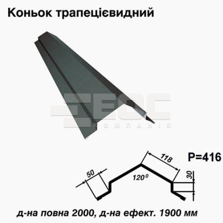 Коньок трапецієвидний RAL 023 PURMAT 0,5 мм 