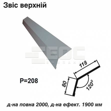 Звіс верхній RAL 7000 PE 0,45 мм