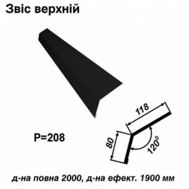Звіс верхній RAL 9005 PE 0,45 мм