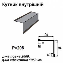 Уголок внутрений RAL 032 PE 0,45 мм